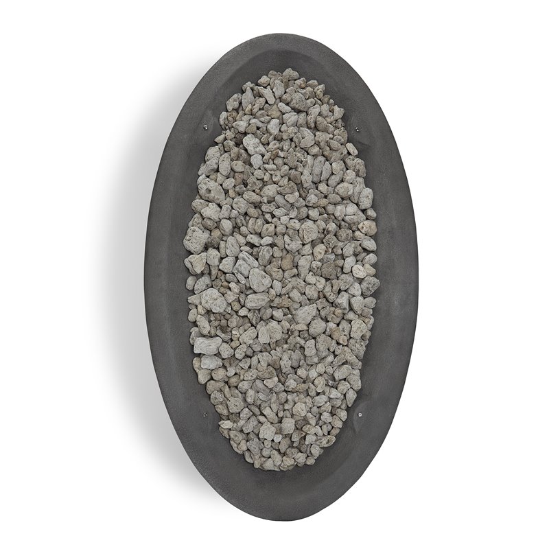 Home Square 2-Piece Set with Large Oval LP Metal Fire Bowl and Fire Glass