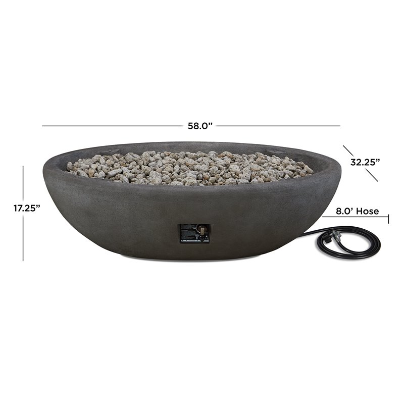 Home Square 2-Piece Set with Large Oval LP Metal Fire Bowl and Fire Glass