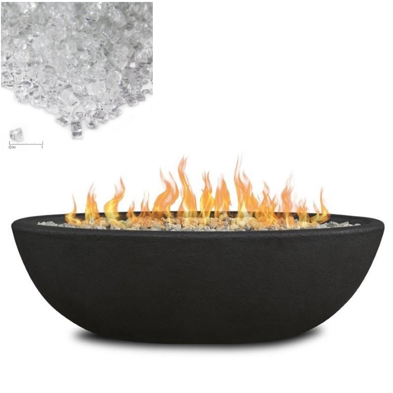 Home Square 2-Piece Set with Oval Propane Fire Bowl and Fire Glass