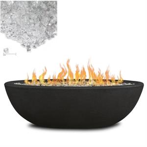 home square 2-piece set with oval propane fire bowl and fire glass