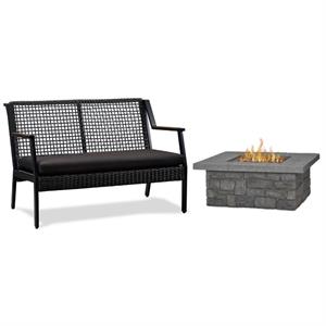 home square 2-piece set with fire table with conversion kit and patio loveseat