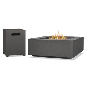 Home Square 2-Piece Set with Propane Fire Table with Conversion Kit & Tank Cover