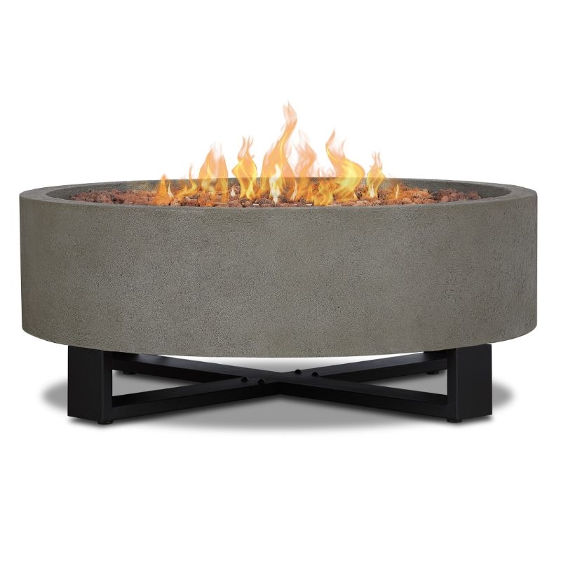 Home Square 2-Piece Set with Propane Fire Bowl for Outdoors and Fire Glass