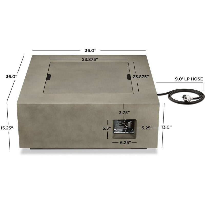 Home Square 2-Piece Set with Fire Table with Conversion Kit & Glass