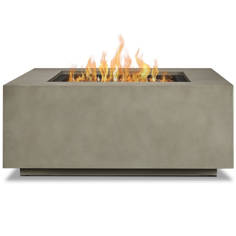 Home Square 2-Piece Set with Fire Table with Conversion Kit & Glass