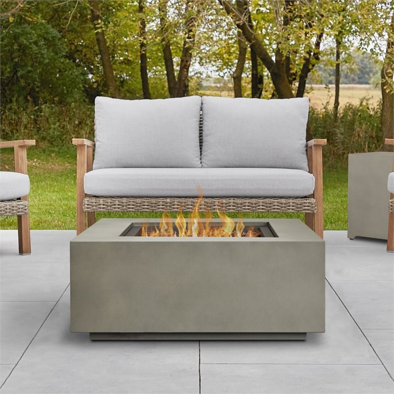 Home Square 2-Piece Set with Fire Table with Conversion Kit & Glass