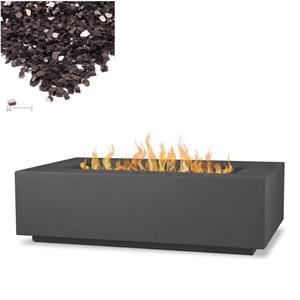 home square 2-piece set with large propane fire table and fire glass