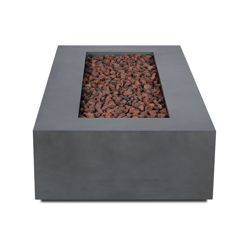 Home Square 2-Piece Set with LP Fire Table and Fire Glass in Slate/Black