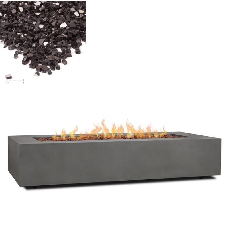 Home Square 2-Piece Set with LP Fire Table and Fire Glass in Slate/Black