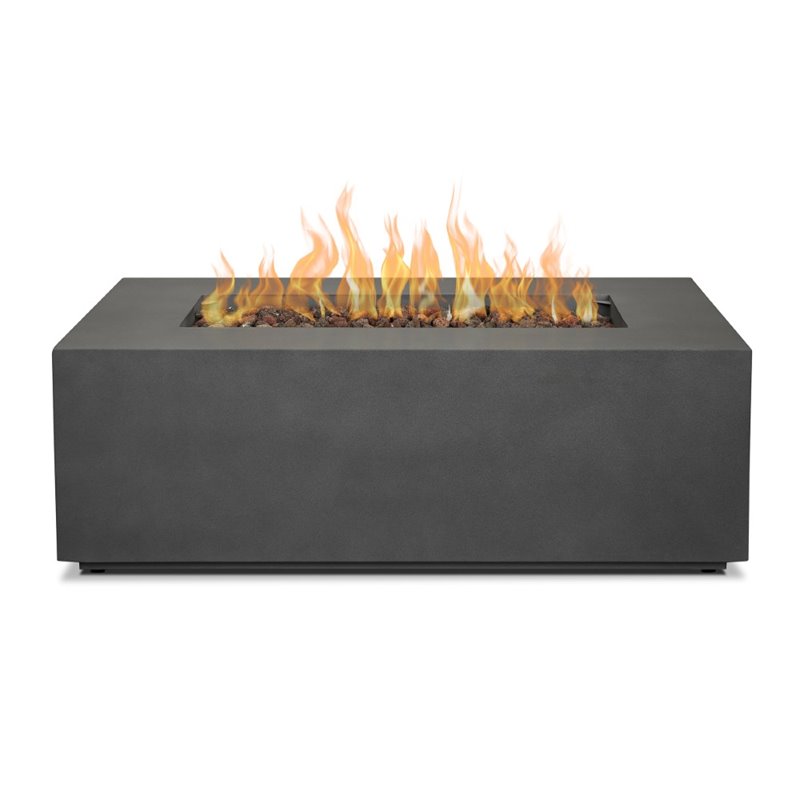 Home Square 2-Piece Set with Small Fire Table and Fire Glass in Slate/Black