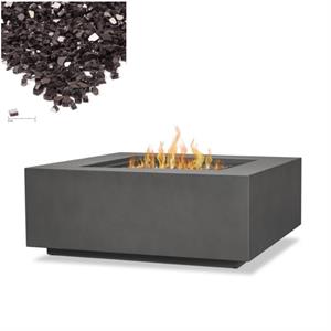 home square 2-piece set with square propane fire table and fire glass