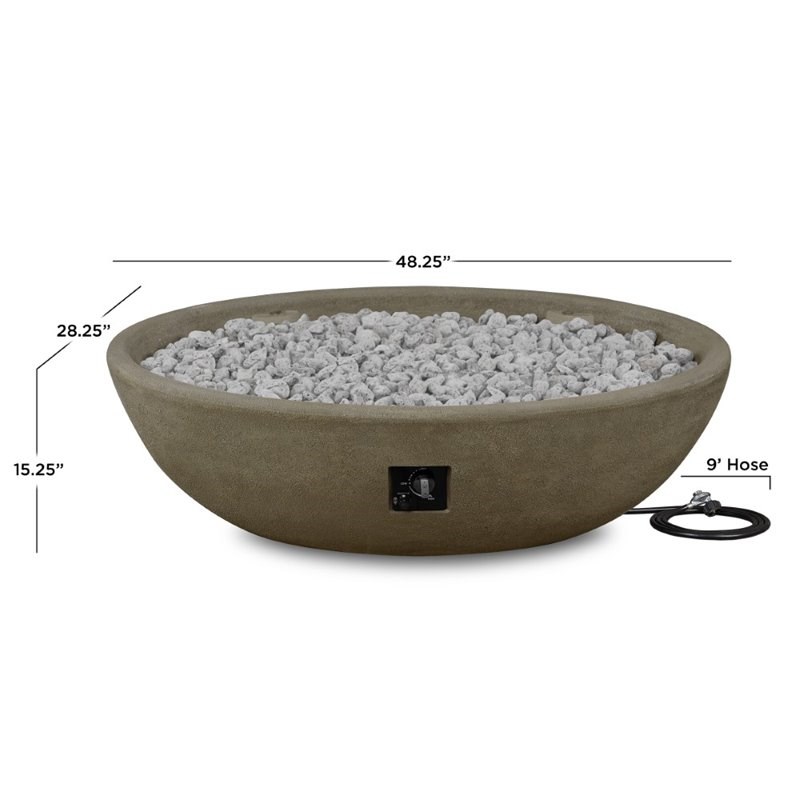 Home Square 2-Piece Set with Oval Propane Fire Bowl and Fire Glass