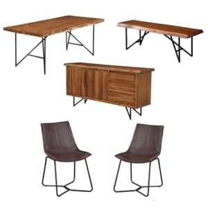 Home Square 4 Piece Set with Dining Table Side Chairs Server and Bench