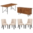 Home Square 4 Piece Set with Dining Table Parson Dining Chairs and Dining Server