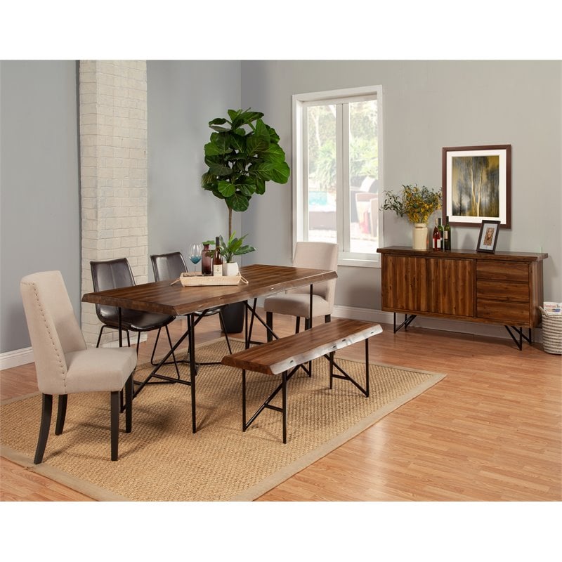 Home Square 4 Piece Set with Dining Table Parson Dining Chairs and Dining Server