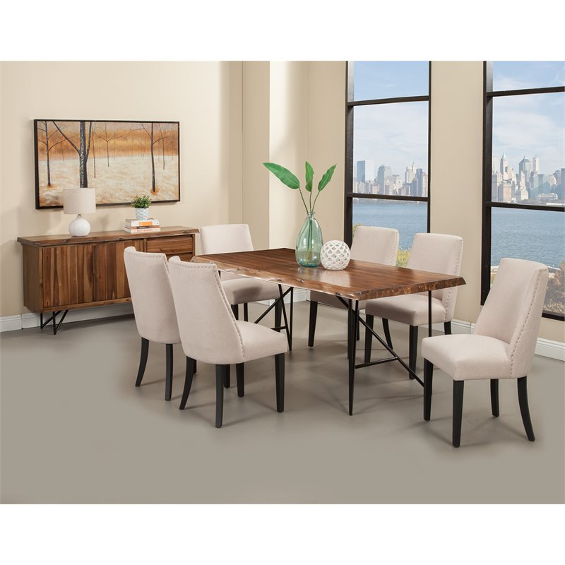 Home Square 4 Piece Set with Dining Table Parson Chairs Server and Bench