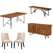 Home Square 4 Piece Set with Dining Table Parson Chairs Server and Bench