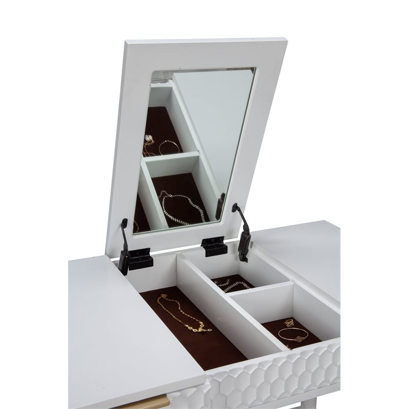 Home Square 4 Piece Set with Nightstand Full Wood Panel Bed & Bedroom Vanity