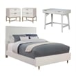 Home Square 4 Piece Set with Nightstand Full Wood Panel Bed & Bedroom Vanity