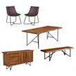 Home Square 5 Piece Set with Dining Table Side Chairs Server and Bench