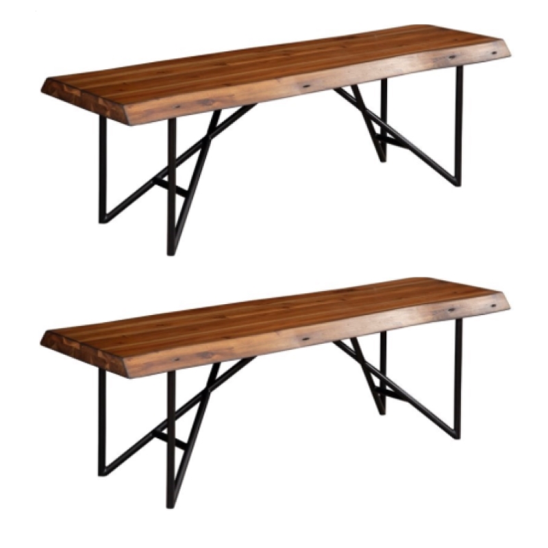 Home Square 2 Piece Furmiture Set with Wood Bench in Light Walnut (Brown)