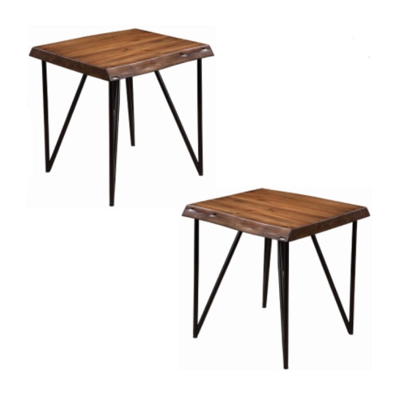 Home Square 2 Piece Furmiture Set with Wood End-Lamp Table in Light Walnut