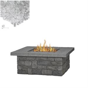 home square 2-piece set with square fire table with conversion kit fire glass