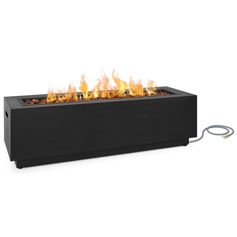 Home Square 2-Piece Set with Propane Fire Pit & Fire Glass in Gray/Ice Crear