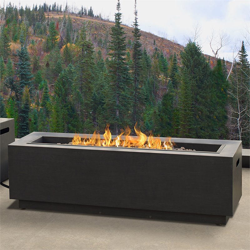 Home Square 2-Piece Set with Propane Fire Pit & Fire Glass in Gray/Ice Crear