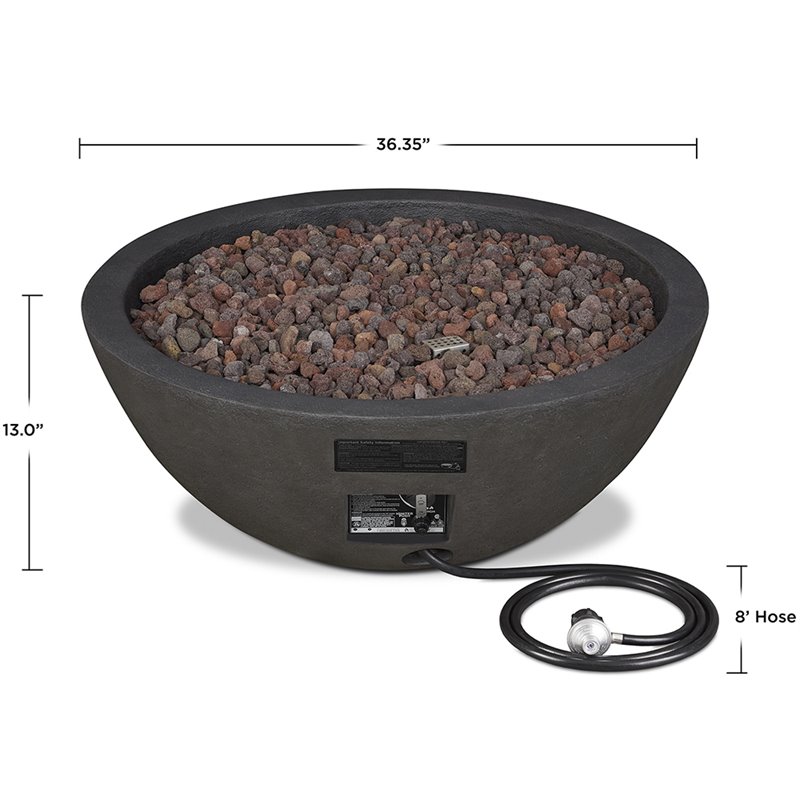 Home Square 2-Piece Set with Propane Fire Pit Bowl & Fire Glass