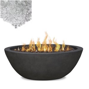 home square 2-piece set with propane fire pit bowl & fire glass