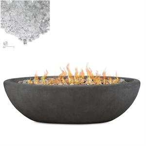 home square 2-piece set with large oval lp metal fire bowl & fire glass