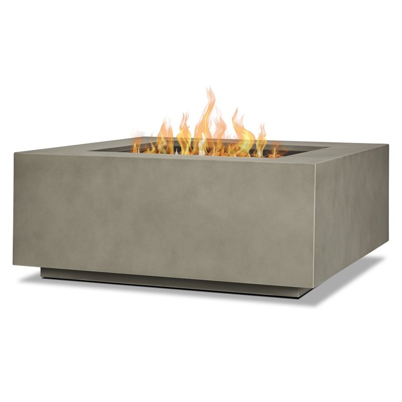 Home Square 2-Piece Set with Square Propane Fire Table & Fire Glass