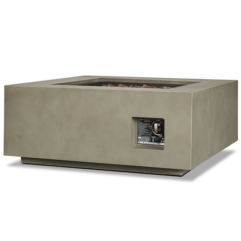 Home Square 2-Piece Set with Square Propane Fire Table & Fire Glass