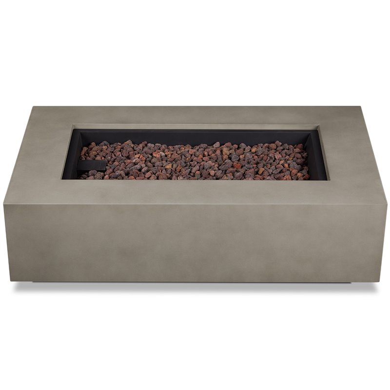 Home Square 2-Piece Set with Large Propane Fire Table & Fire Glass