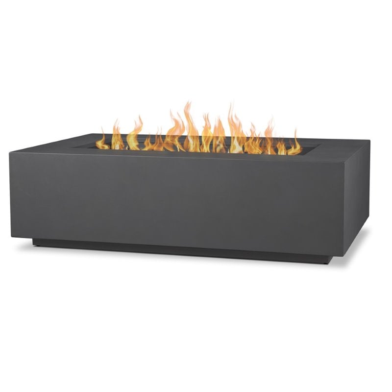 Home Square 2-Piece Set with Large Fire Table and Fire Glass