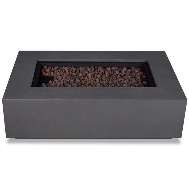 Home Square 2-Piece Set with Large Fire Table and Fire Glass