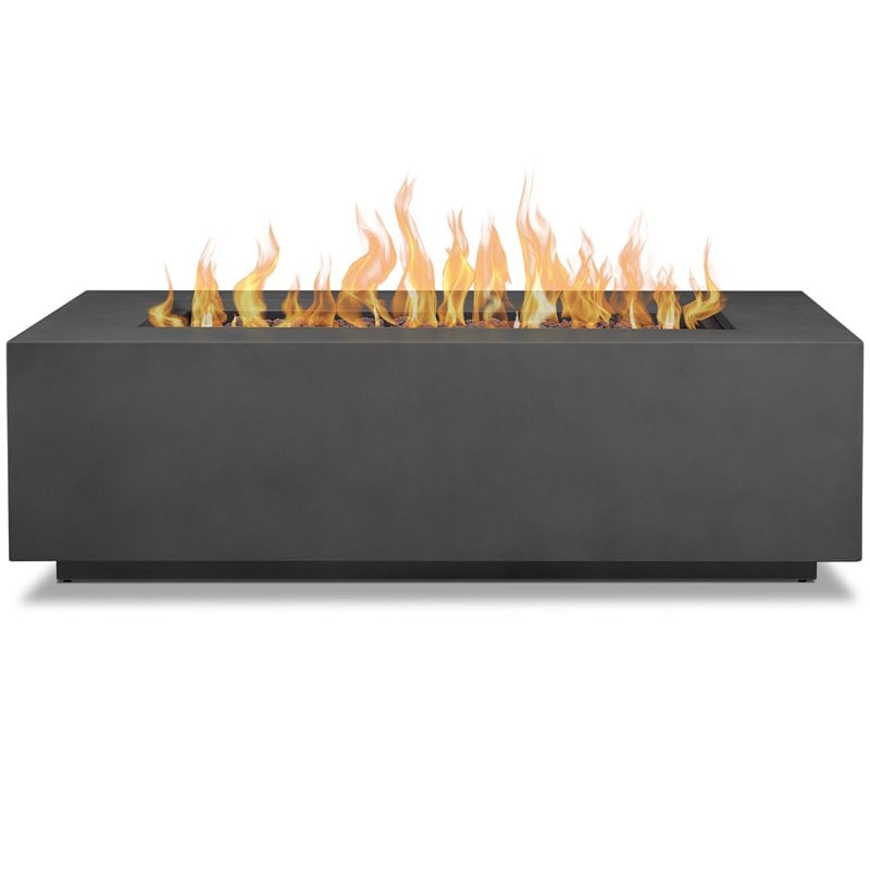 Home Square 2-Piece Set with Large Fire Table and Fire Glass