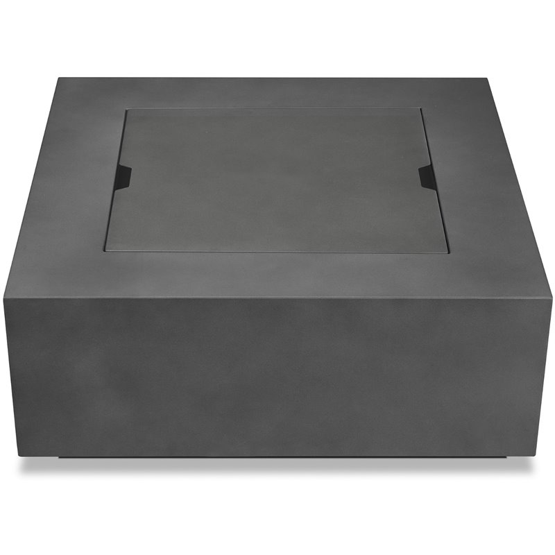 Home Square 2-Piece Set with Square Propane Fire Table and Fire Glass