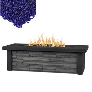home square 2-piece set with fire pit & fire glass in stacked stone/cobalt blue