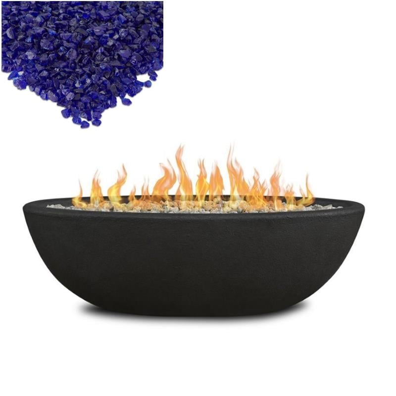 Home Square 2-Piece Set with Fire Bowl & Fire Glass in Stacked Stone/Cobalt Blue