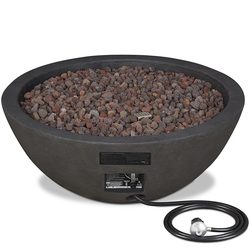 Home Square 2-Piece Set with Fire Pit Bowl & Fire Glass in Shale/Cobalt Blue
