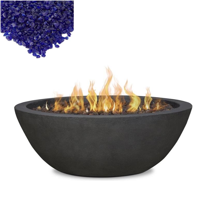 Home Square 2-Piece Set with Fire Pit Bowl & Fire Glass in Shale/Cobalt Blue