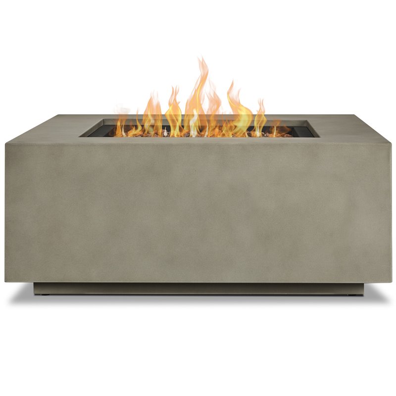 Home Square 2-Piece Set with Square Propane Fire Table Fire Glass