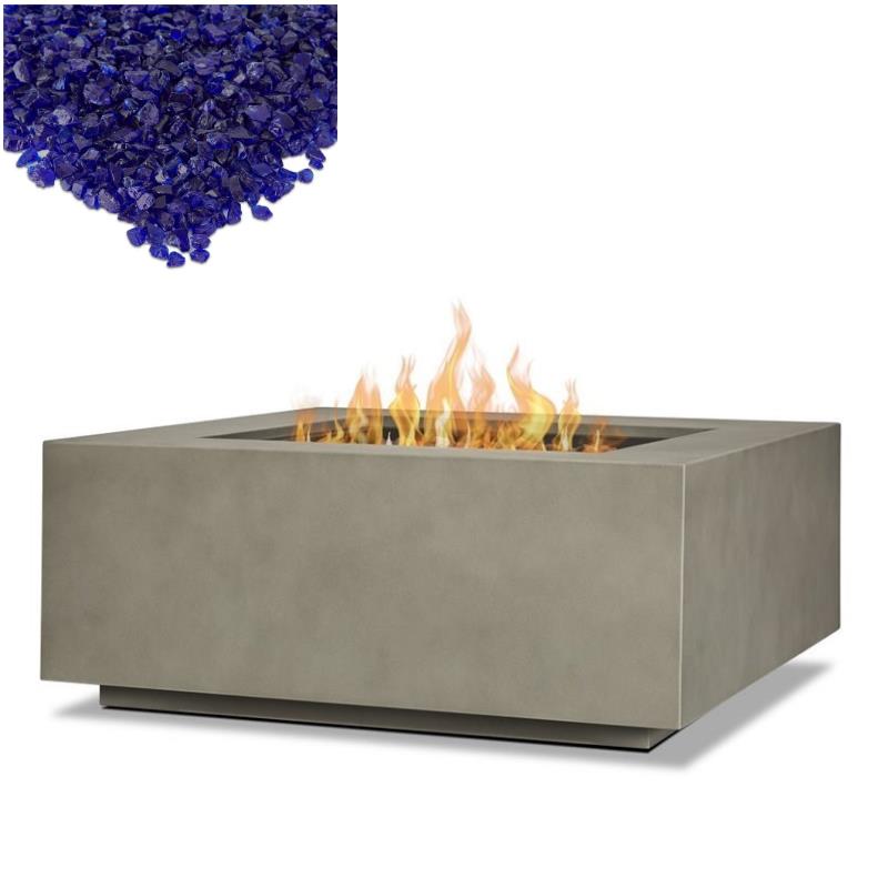 Home Square 2-Piece Set with Square Propane Fire Table Fire Glass