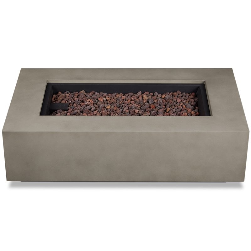 Home Square 2-Piece Set with Large Propane Fire Table Fire Glass