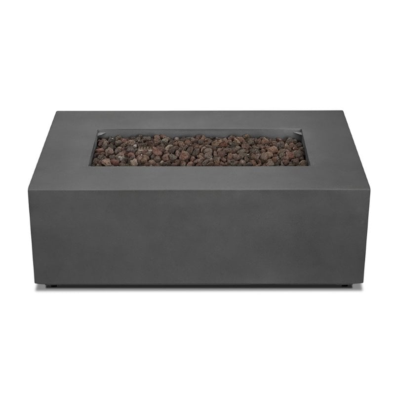 Home Square 2-Piece Set with Small Fire Table & Fire Glass in Slate/Cobalt Blue