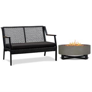 home square 2-piece set with propane fire bowl for outdoors & patio loveseat