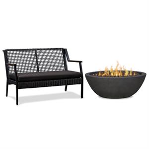 home square 2-piece set with propane fire pit bowl and patio loveseat