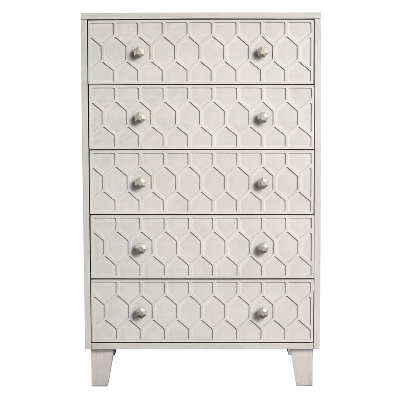 Home Square 3 Piece Set with 2-Drawer Wood Nightstand and 5-Drawer Chest